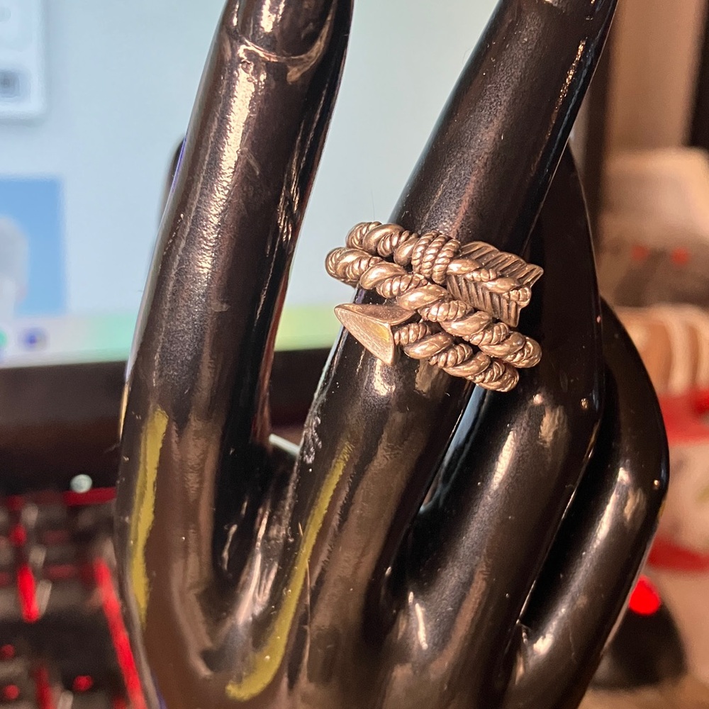 John Hardy Silver Rope Arrow Wrap Ring Size 7